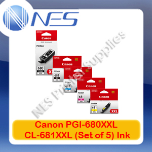 Canon Genuine PGI-680XXL/CLI-681XXL BK/C/M/Y (Set of 5) EXTRA High Yield Ink Cartridge for TR-7560/TR-8560/TS-6160/TS-8160/TS-9160